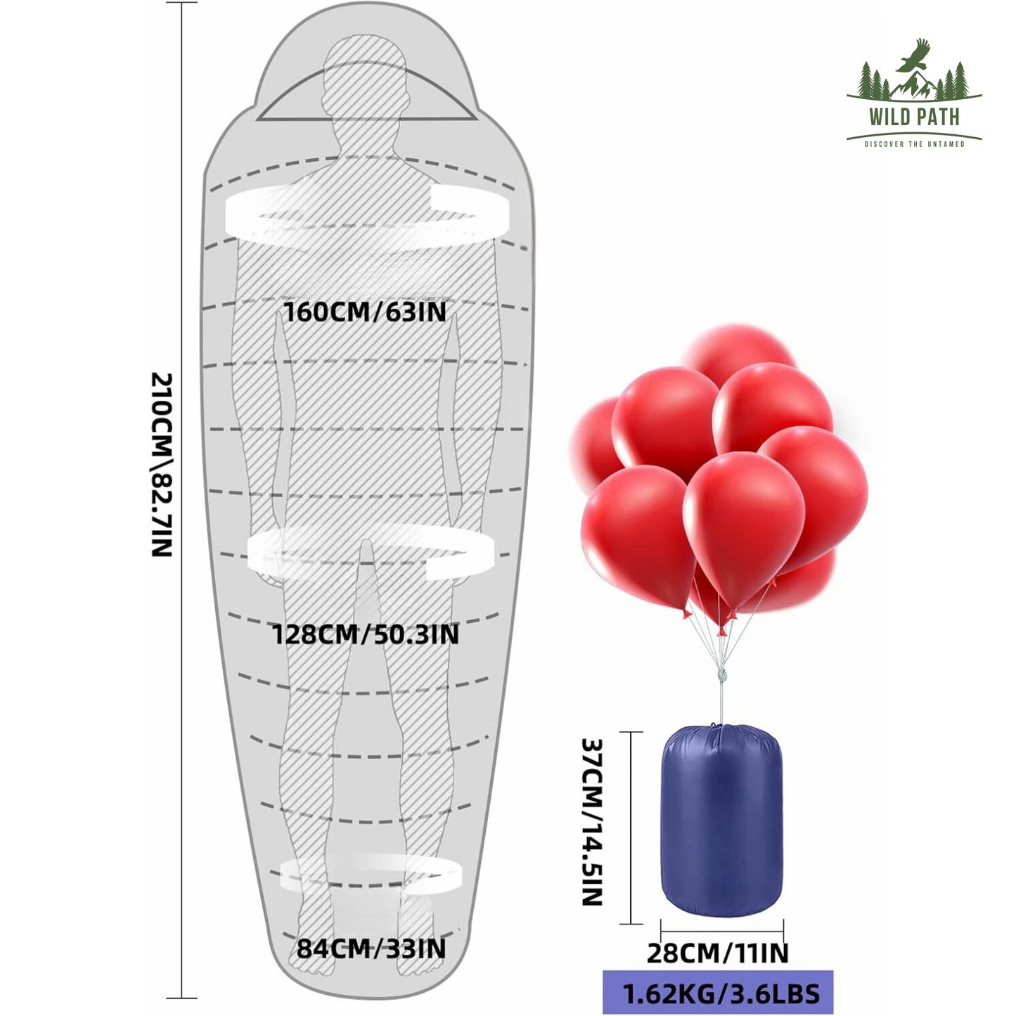 Sac de Couchage Momie Ultra-Isolant -10°C (1,5kg, 1kg de duvet, tissu 400T)