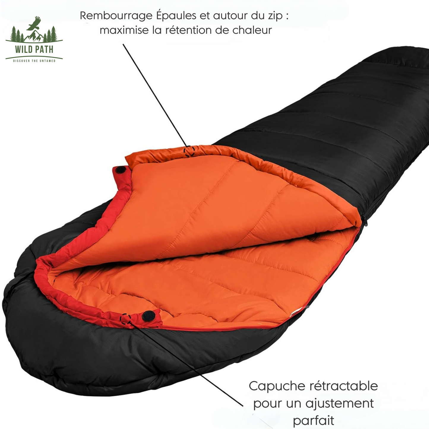 Sac de Couchage Momie Ultra-Isolant -10°C (1,5kg, 1kg de duvet, tissu 400T)