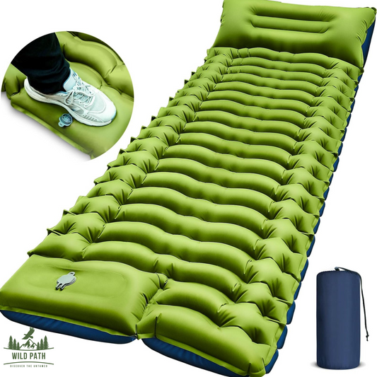 Matelas de couchage gonflable avec pompe à pied intégrée