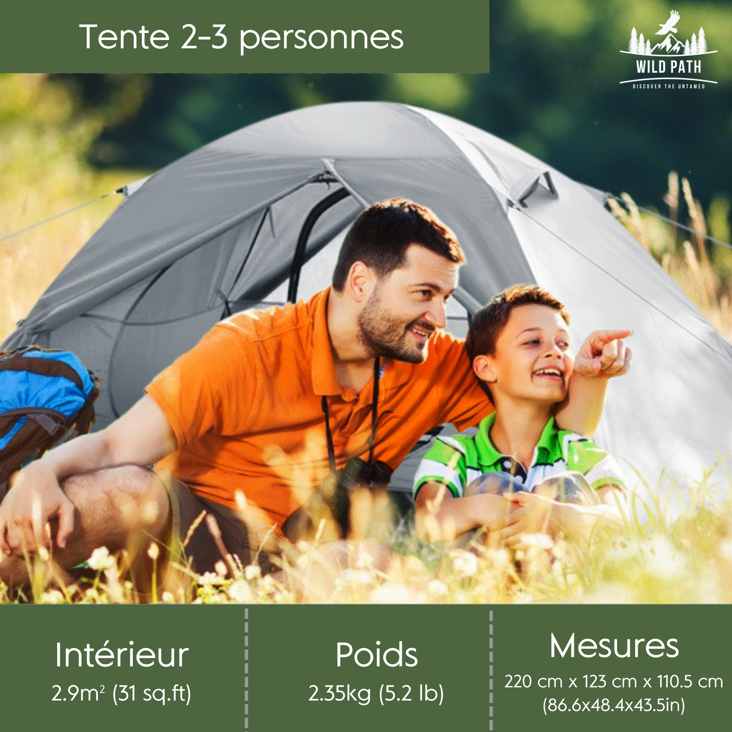 Tente Ultra-Légère 2-3 Personnes - Compacte et Résistante