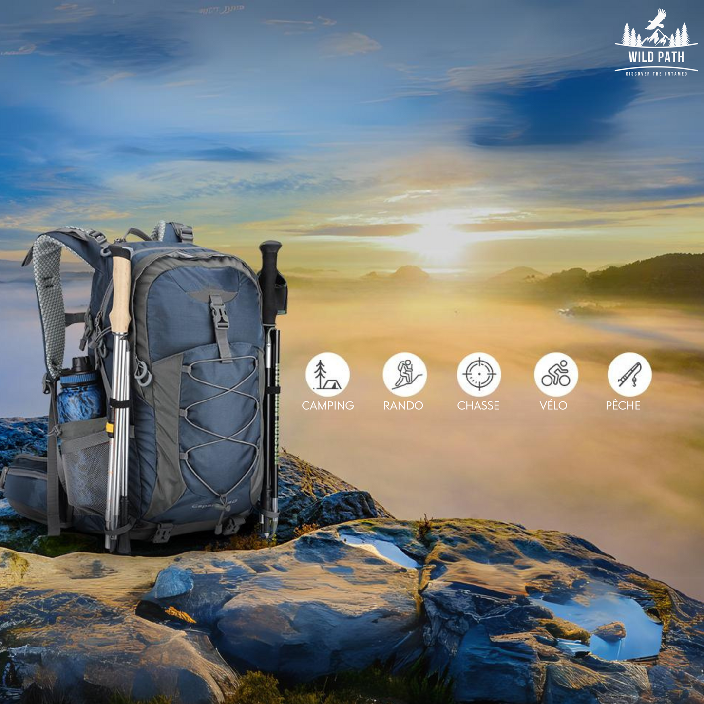 Sac à dos de randonnée 40L - Léger, Imperméable et Résistant