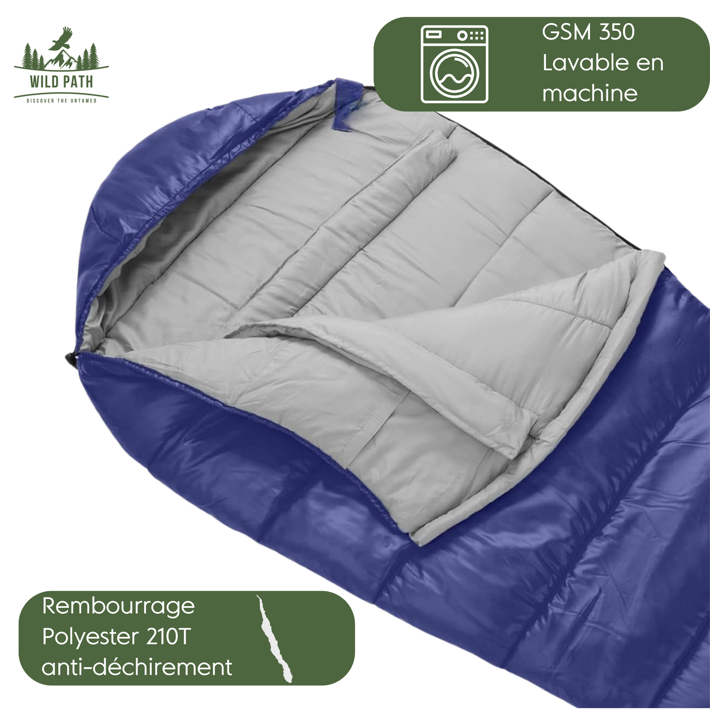 Sac de Couchage Momie Ultra-Isolant -10°C (1,5kg, 1kg de duvet, tissu 400T)