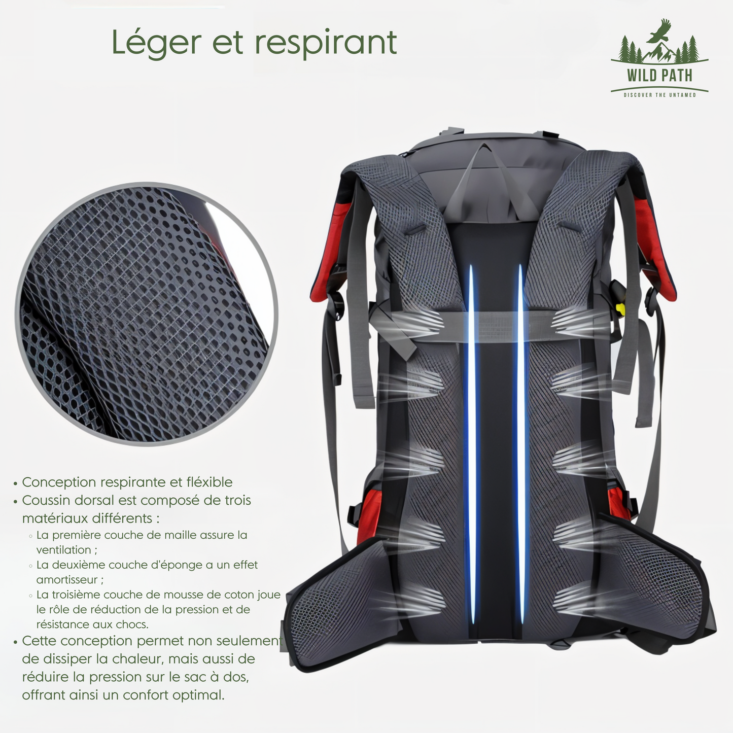 Sac à dos d'alpinisme 60L Grande Capacité