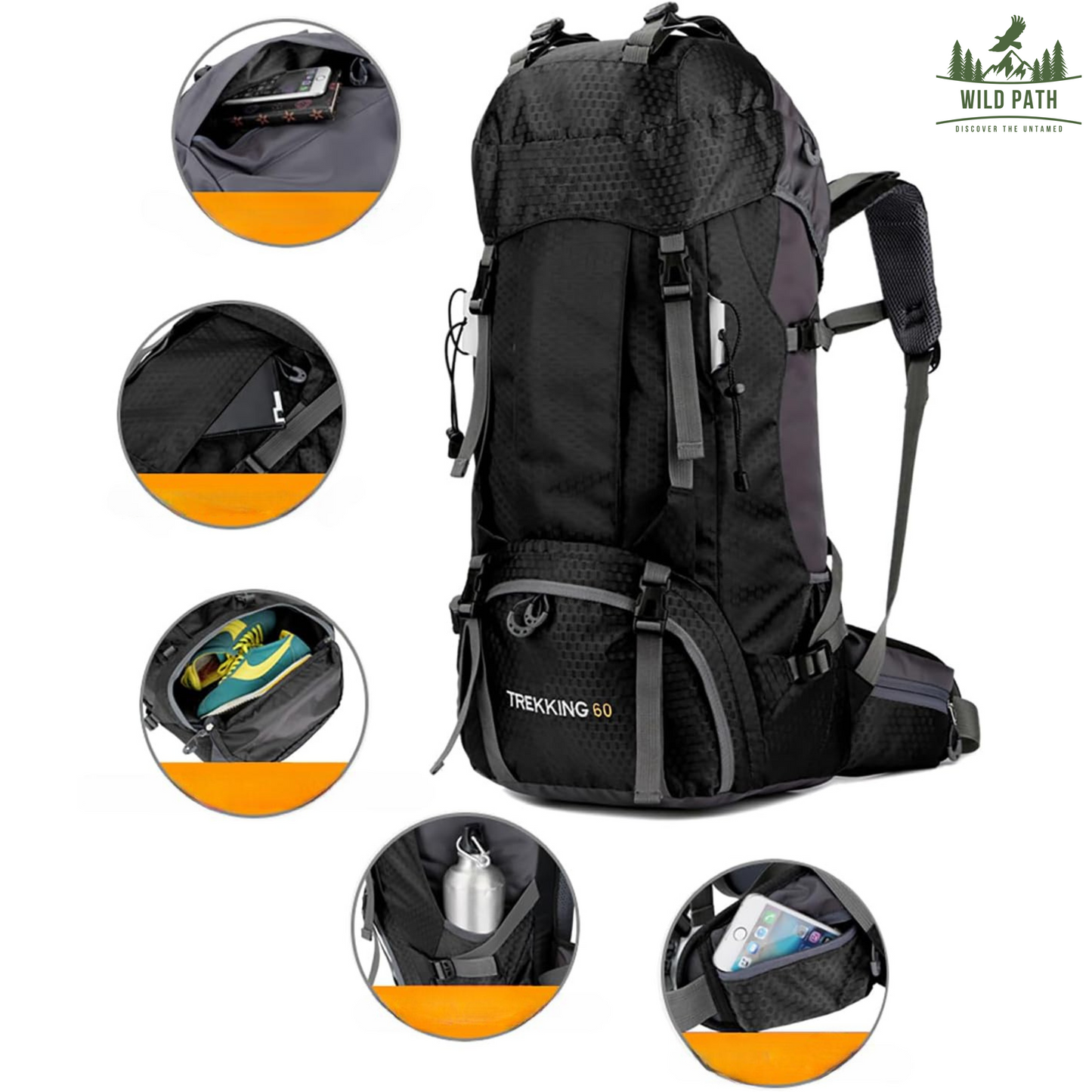 Sac à dos d'alpinisme 60L Grande Capacité