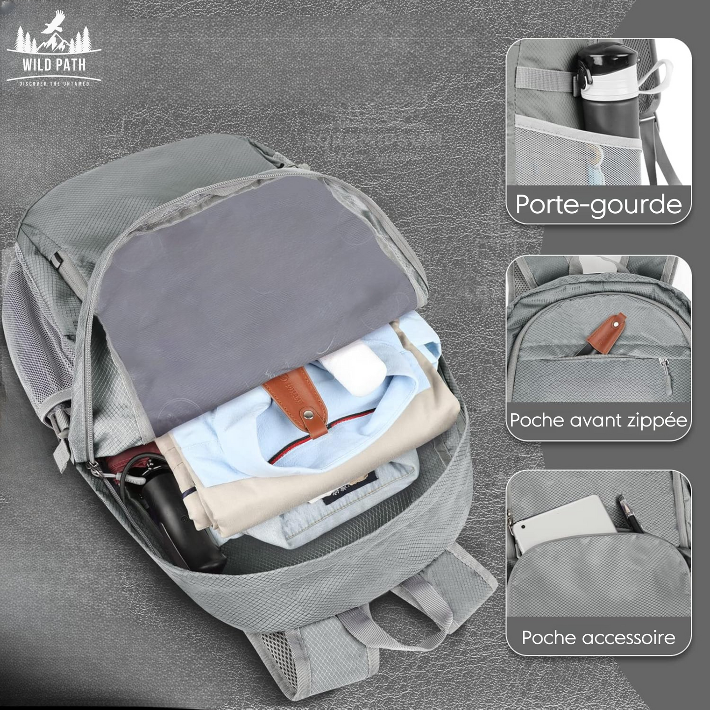 Sac à Dos Pliable 30L WildPath - Léger, Résistant à l'Eau et Compact
