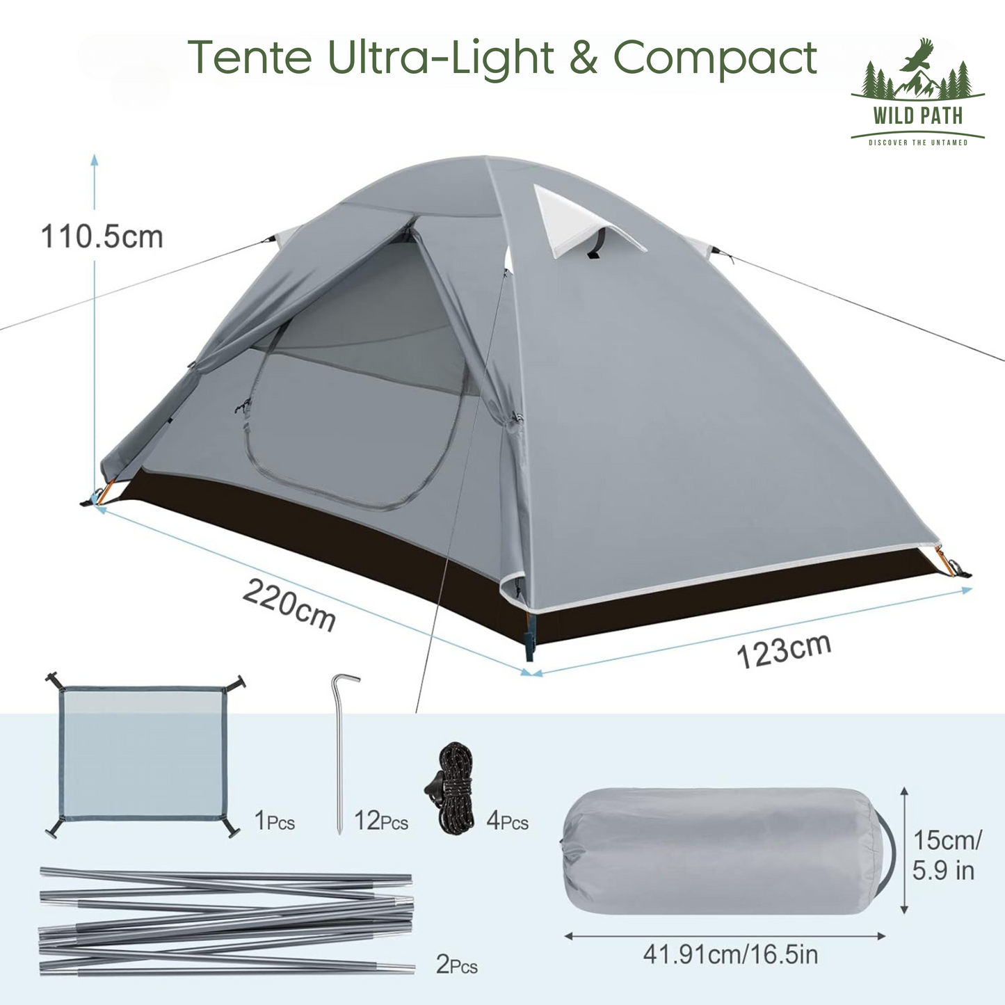Tente Ultra-Légère 2-3 Personnes - Compacte et Résistante