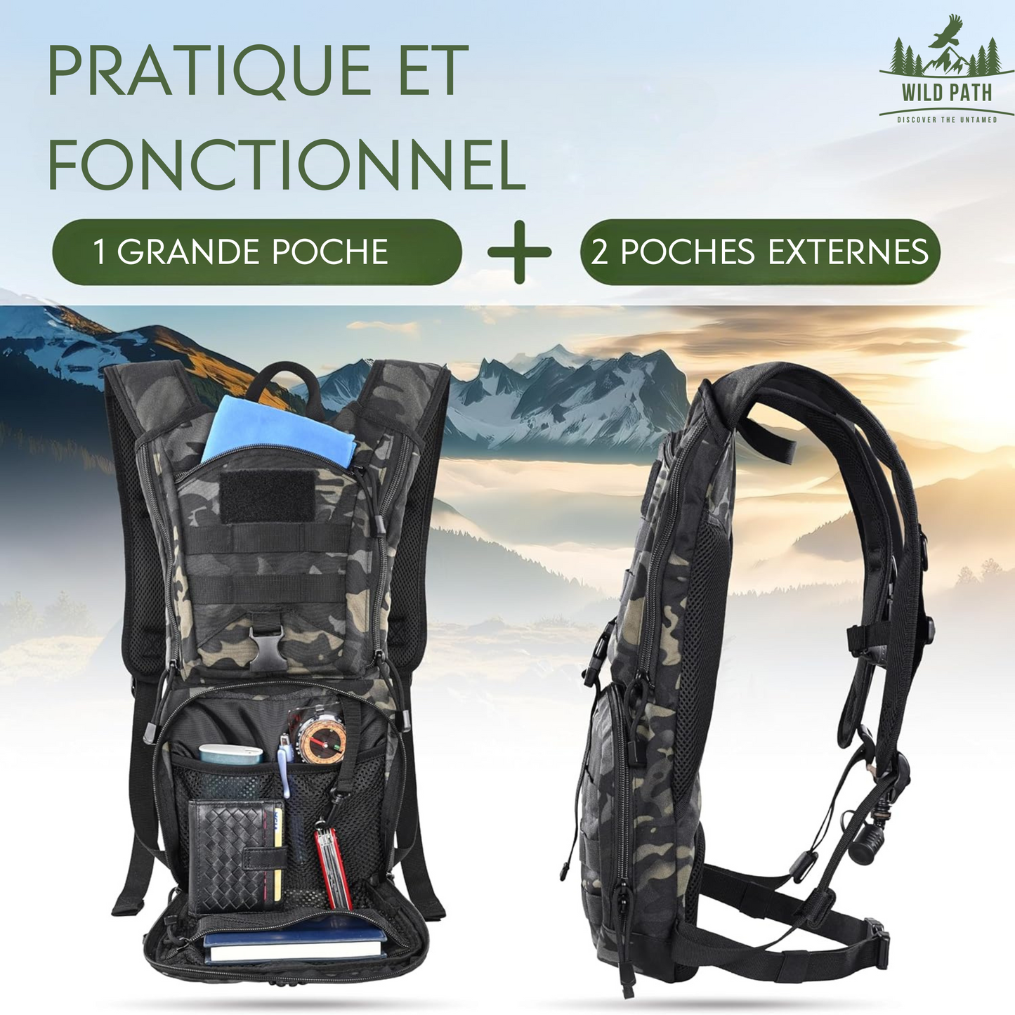 Sac à Dos d'Hydratation Tactique – Léger, Robuste et Pratique