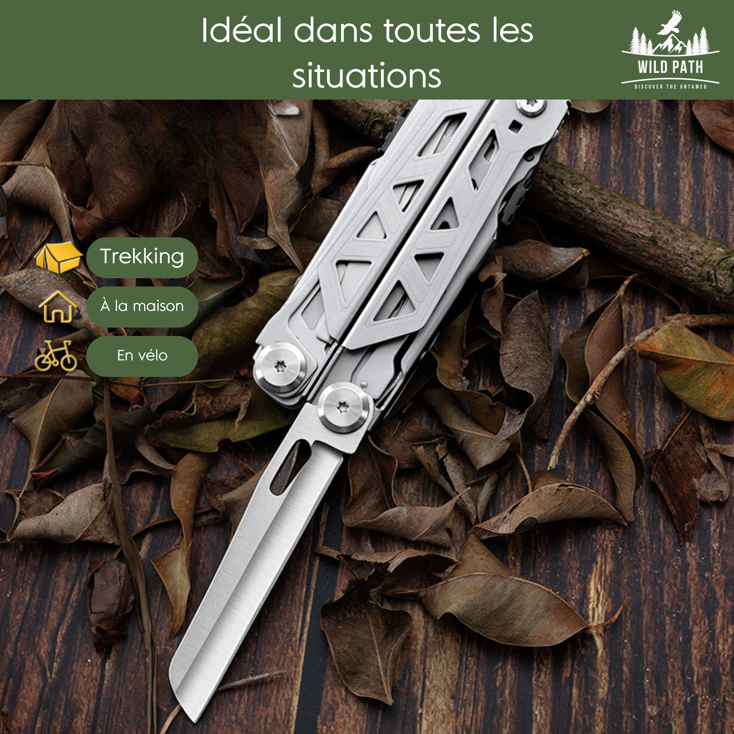 Outil multifonction 17-en-1 pour camping et randonnée