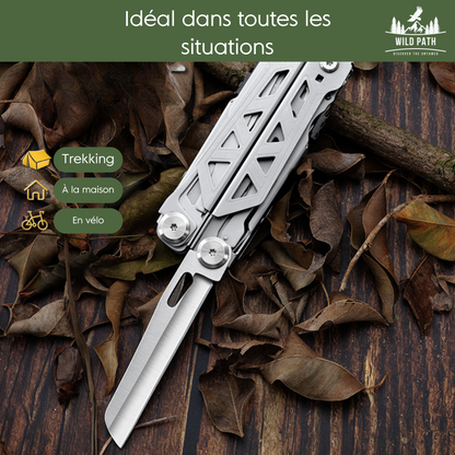 Outil multifonction 17-en-1 pour camping et randonnée