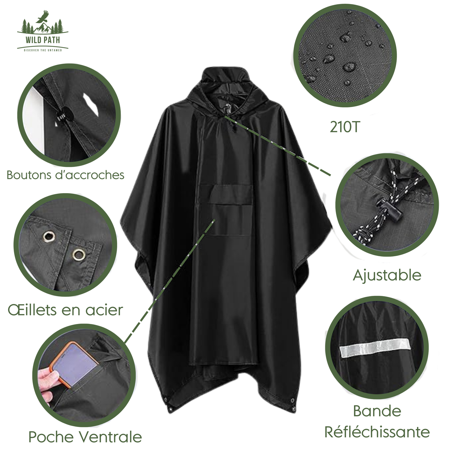 Poncho de Pluie Ultra Léger – Trekking, Randonnée, Vélo, VTT