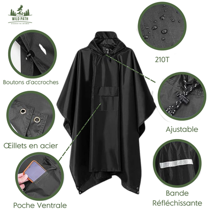 Poncho de Pluie Ultra Léger – Trekking, Randonnée, Vélo, VTT