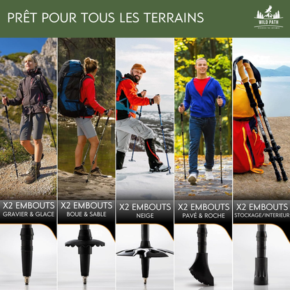 Bâton de Trekking Rétractable Ultra Léger en Fibre de Carbone