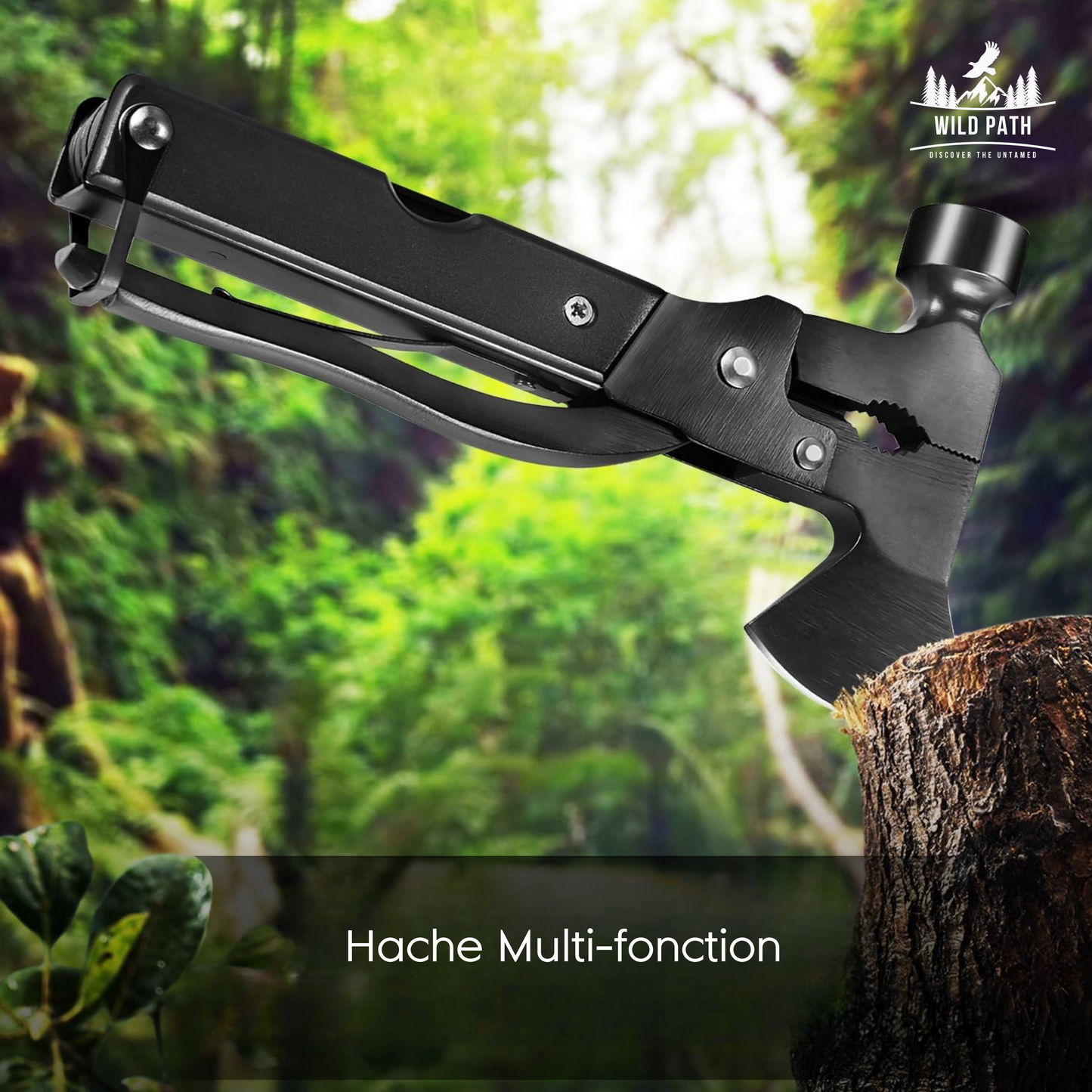 Hache Multifonction 14-en-1 pour Camping, Randonnée et Survie
