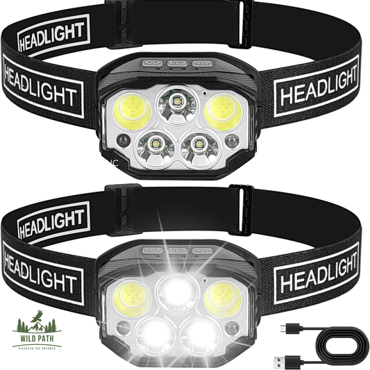 Lampe frontale rechargeable 1200 lumens avec capteur de mouvement