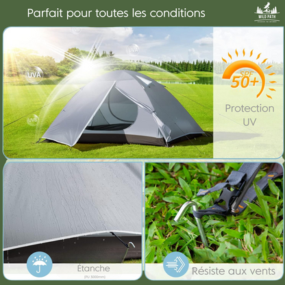 Tente Ultra-Légère 2-3 Personnes - Compacte et Résistante